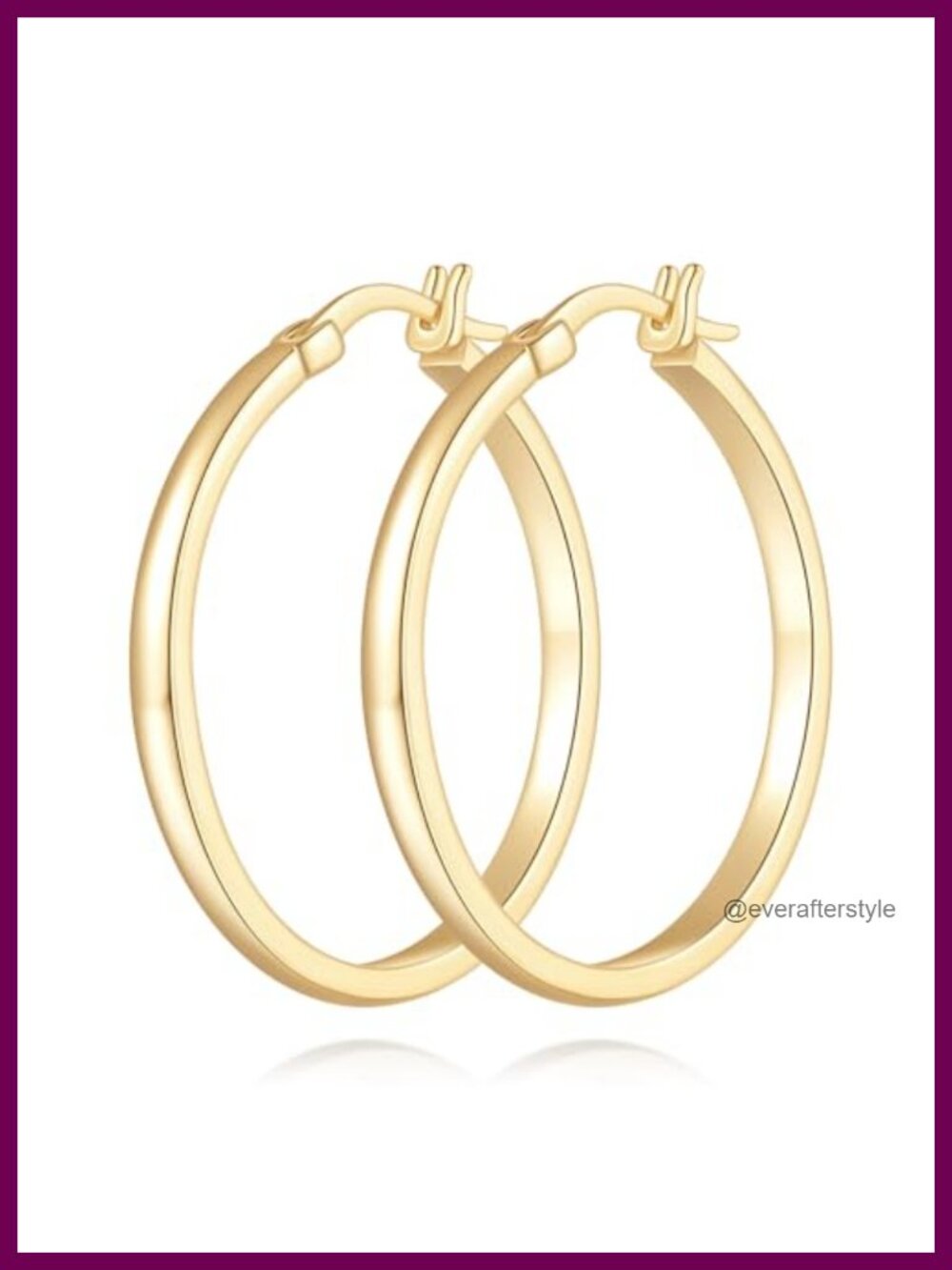 14K Gold Plated Hoop Earrings for Women, Latch Back, Various Sizes